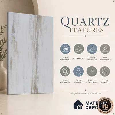 Belina Quartz QR 00260 Drifted Sandstone Helsinki Series 11.42 ft x 6.6 ft Quartz - 20 mm | 10 Years and Replacement Warranty | Suitable for Kitchen, Restaurant, Counter Tops, Dining, Reception, office