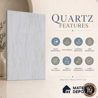 Belina Quartz QR 00261 Ivory Drift Helsinki Series 11.42 ft x 6.6 ft Quartz - 20 mm | 10 Years and Replacement Warranty | Suitable for Kitchen, Restaurant, Counter Tops, Dining, Reception, office