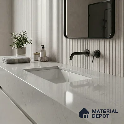 Belina Quartz QR 00262 Silver Veil Helsinki Series 11.42 ft x 6.6 ft Quartz - 20 mm | 10 Years and Replacement Warranty | Suitable for Kitchen, Restaurant, Counter Tops, Dining, Reception, office