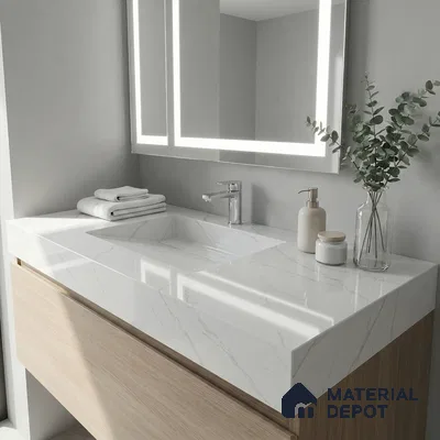 Belina Quartz QR 00264 Serene Cascade Helsinki Series 11.42 ft x 6.6 ft Quartz - 20 mm | 10 Years and Replacement Warranty | Suitable for Kitchen, Restaurant, Counter Tops, Dining, Reception, office
