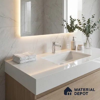 Belina Quartz QR 00265 Frosted Linen Helsinki Series 11.42 ft x 6.6 ft Quartz - 20 mm | 10 Years and Replacement Warranty | Suitable for Kitchen, Restaurant, Counter Tops, Dining, Reception, office
