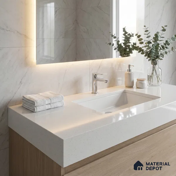 Belina Quartz QR 00265 Frosted Linen Helsinki Series 11.42 ft x 6.6 ft Quartz - 20 mm | 10 Years and Replacement Warranty | Suitable for Kitchen, Restaurant, Counter Tops, Dining, Reception, office