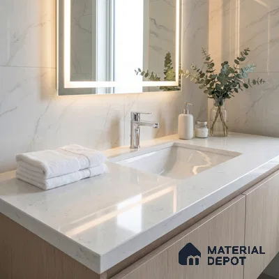 Belina Quartz QR 00266 Frosted Cloud Helsinki Series 11.42 ft x 6.6 ft Quartz - 20 mm | 10 Years and Replacement Warranty | Suitable for Kitchen, Restaurant, Counter Tops, Dining, Reception, office