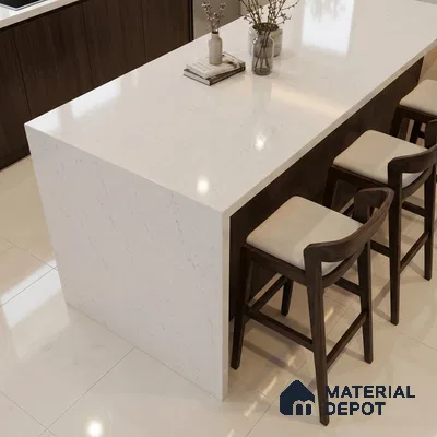 Belina Quartz QR 00266 Frosted Cloud Helsinki Series 11.42 ft x 6.6 ft Quartz - 20 mm | 10 Years and Replacement Warranty | Suitable for Kitchen, Restaurant, Counter Tops, Dining, Reception, office