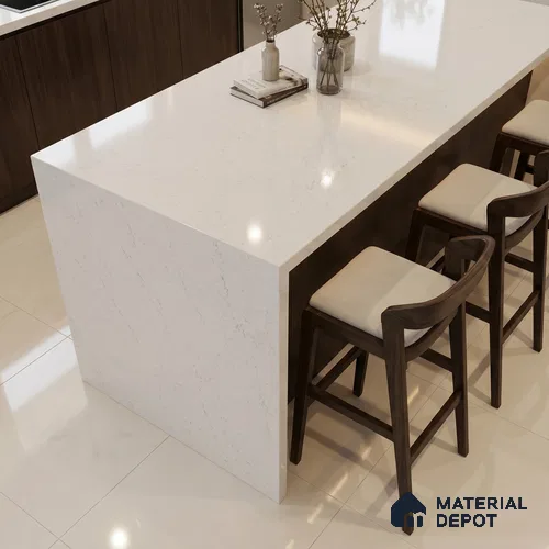 Belina Quartz QR 00266 Frosted Cloud Helsinki Series 11.42 ft x 6.6 ft Quartz - 20 mm | 10 Years and Replacement Warranty | Suitable for Kitchen, Restaurant, Counter Tops, Dining, Reception, office