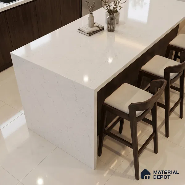 Belina Quartz QR 00266 Frosted Cloud Helsinki Series 11.42 ft x 6.6 ft Quartz - 20 mm | 10 Years and Replacement Warranty | Suitable for Kitchen, Restaurant, Counter Tops, Dining, Reception, office