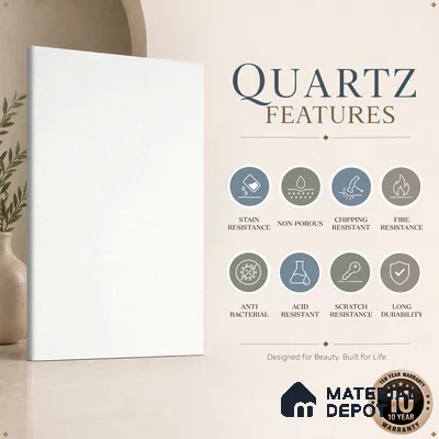 Belina Quartz QR 00266 Frosted Cloud Helsinki Series 11.42 ft x 6.6 ft Quartz - 20 mm | 10 Years and Replacement Warranty | Suitable for Kitchen, Restaurant, Counter Tops, Dining, Reception, office