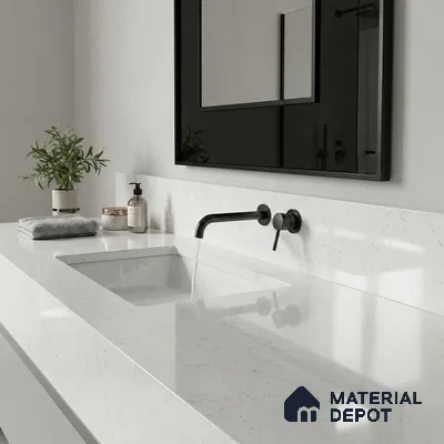 Belina Quartz QR 00268 Mist Quartz Helsinki Series 11.5 ft x 6.5 ft Quartz - 20 mm | 10 Years and Replacement Warranty | Suitable for Kitchen, Restaurant, Counter Tops, Dining, Reception, office