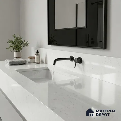 Belina Quartz QR 00268 Mist Quartz Helsinki Series 11.5 ft x 6.5 ft Quartz - 20 mm | 10 Years and Replacement Warranty | Suitable for Kitchen, Restaurant, Counter Tops, Dining, Reception, office