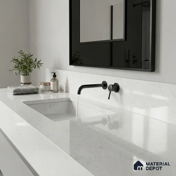 Belina Quartz QR 00268 Mist Quartz Helsinki Series 11.5 ft x 6.5 ft Quartz - 20 mm | 10 Years and Replacement Warranty | Suitable for Kitchen, Restaurant, Counter Tops, Dining, Reception, office