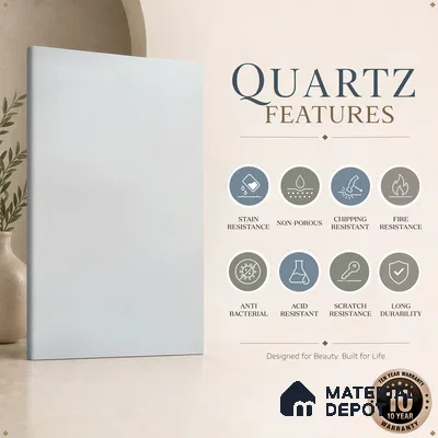 Belina Quartz QR 00268 Mist Quartz Helsinki Series 11.5 ft x 6.5 ft Quartz - 20 mm | 10 Years and Replacement Warranty | Suitable for Kitchen, Restaurant, Counter Tops, Dining, Reception, office