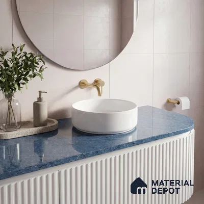 Belina Quartz QR 00269 Azure Cascade Value Series 10.5 ft x 5.25 ft Quartz - 20 mm | 5 Years Warranty | Suitable for Kitchen, Restaurant, Counter Tops, Dining, Reception, office