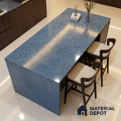 Belina Quartz QR 00269 Azure Cascade Value Series 10.5 ft x 5.25 ft Quartz - 20 mm | 5 Years Warranty | Suitable for Kitchen, Restaurant, Counter Tops, Dining, Reception, office