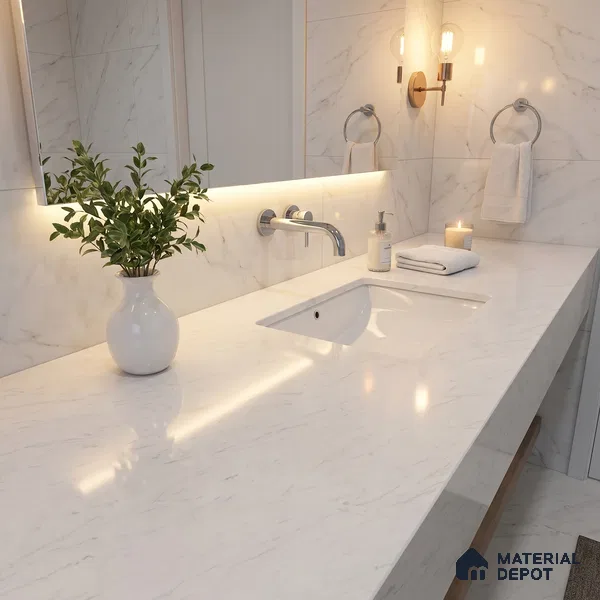 Belina Quartz QR 00270 Savoy Mist Value Series 10.66 ft x 5.41 ft Quartz - 20 mm | 5 Years Warranty | Suitable for Kitchen, Restaurant, Counter Tops, Dining, Reception, office