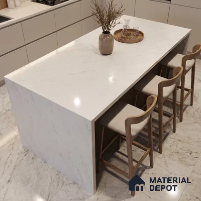 Belina Quartz QR 00270 Savoy Mist Value Series 10.66 ft x 5.41 ft Quartz - 20 mm | 5 Years Warranty | Suitable for Kitchen, Restaurant, Counter Tops, Dining, Reception, office