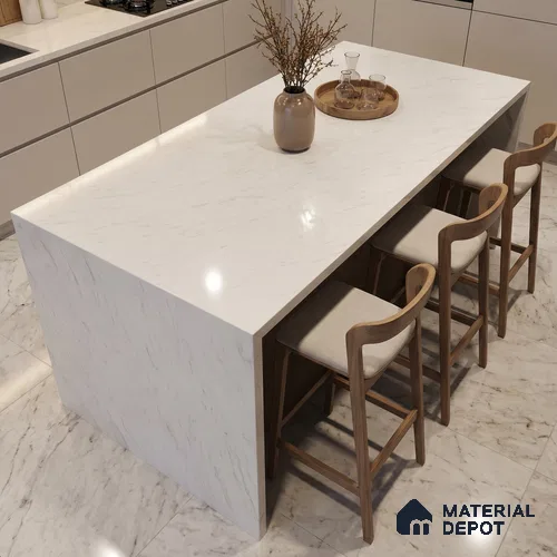 Belina Quartz QR 00270 Savoy Mist Value Series 10.66 ft x 5.41 ft Quartz - 20 mm | 5 Years Warranty | Suitable for Kitchen, Restaurant, Counter Tops, Dining, Reception, office