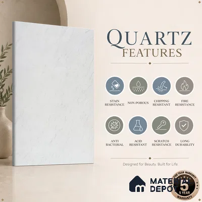 Belina Quartz QR 00270 Savoy Mist Value Series 10.66 ft x 5.41 ft Quartz - 20 mm | 5 Years Warranty | Suitable for Kitchen, Restaurant, Counter Tops, Dining, Reception, office