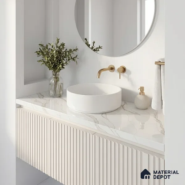 Belina Quartz QR 00273 Serene Cascade Value Series 10.66 ft x 5.41 ft Quartz - 20 mm | 5 Years Warranty | Suitable for Kitchen, Restaurant, Counter Tops, Dining, Reception, office