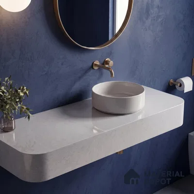 Belina Quartz QR 00279 Mayra Cloud Grey Helsinki Series 10.5 ft x 5.35 ft Quartz - 20 mm | 10 Years and Replacement Warranty | Suitable for Kitchen, Restaurant, Counter Tops, Dining, Reception, office