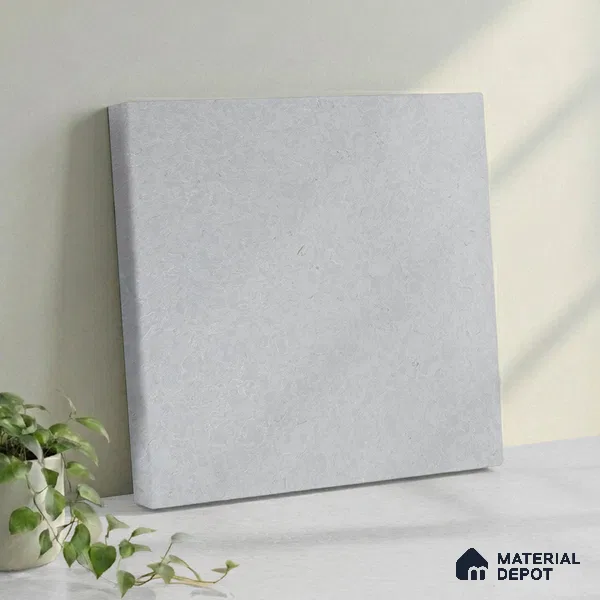 Belina Quartz QR 00279 Mayra Cloud Grey Helsinki Series 10.5 ft x 5.35 ft Quartz - 20 mm | 10 Years and Replacement Warranty | Suitable for Kitchen, Restaurant, Counter Tops, Dining, Reception, office