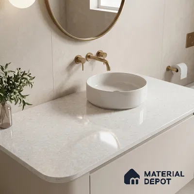 Belina Quartz QR 00280 B Marosa Gold Helsinki Series 10.5 ft x 4.82 ft Quartz - 20 mm | 10 Years and Replacement Warranty | Suitable for Kitchen, Restaurant, Counter Tops, Dining, Reception, office