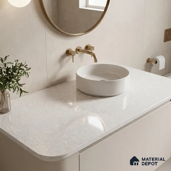 Belina Quartz QR 00280 B Marosa Gold Helsinki Series 10.5 ft x 4.82 ft Quartz - 20 mm | 10 Years and Replacement Warranty | Suitable for Kitchen, Restaurant, Counter Tops, Dining, Reception, office