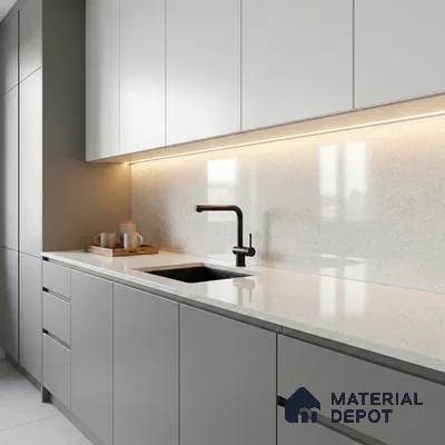 Belina Quartz QR 00280 B Marosa Gold Helsinki Series 10.5 ft x 4.82 ft Quartz - 20 mm | 10 Years and Replacement Warranty | Suitable for Kitchen, Restaurant, Counter Tops, Dining, Reception, office