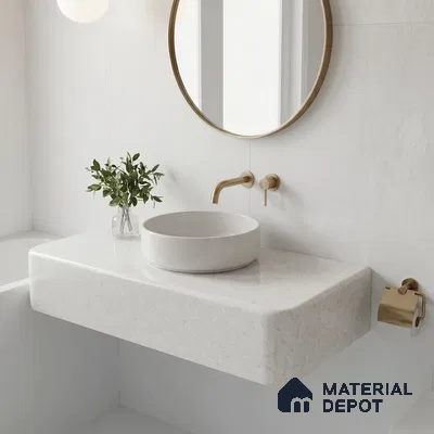 Belina Quartz QR 00280 Marosa Gold Helsinki Series 10.5 ft x 5.35 ft Quartz - 20 mm | 10 Years and Replacement Warranty | Suitable for Kitchen, Restaurant, Counter Tops, Dining, Reception, office