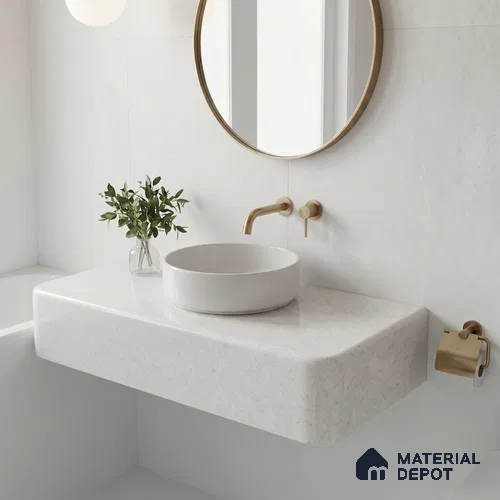 Belina Quartz QR 00280 Marosa Gold Helsinki Series 10.5 ft x 5.35 ft Quartz - 20 mm | 10 Years and Replacement Warranty | Suitable for Kitchen, Restaurant, Counter Tops, Dining, Reception, office