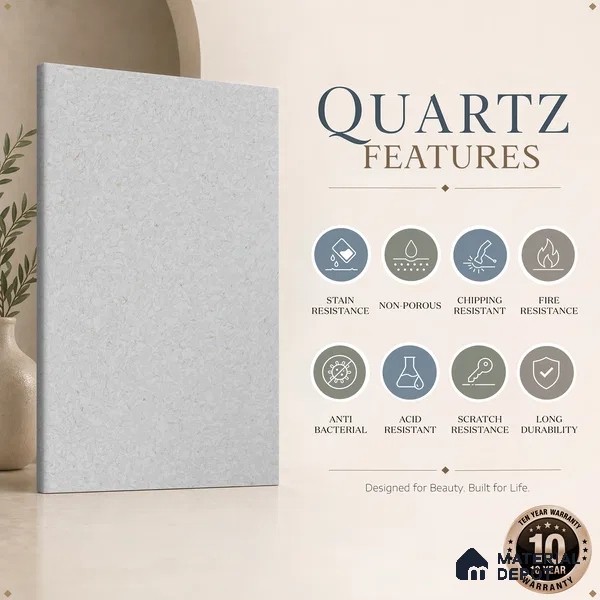 Belina Quartz QR 00280 Marosa Gold Helsinki Series 10.5 ft x 5.35 ft Quartz - 20 mm | 10 Years and Replacement Warranty | Suitable for Kitchen, Restaurant, Counter Tops, Dining, Reception, office