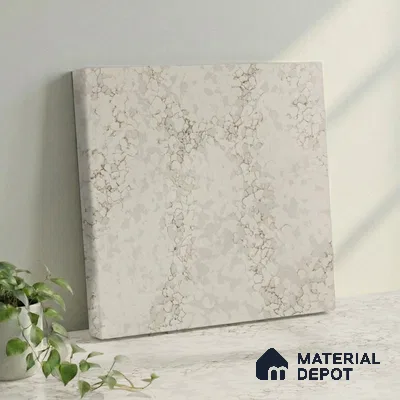 Belina Quartz QR 00281 Calacatta Aurelia Brown Helsinki Series 10.5 ft x 5.35 ft Quartz - 20 mm | 10 Years and Replacement Warranty | Suitable for Kitchen, Restaurant, Counter Tops, Dining, Reception, office
