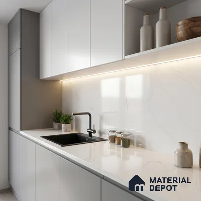 Belina Quartz QR 00284 Madura Royale Gold Helsinki Series 10.5 ft x 5.35 ft Quartz - 20 mm | 10 Years and Replacement Warranty | Suitable for Kitchen, Restaurant, Counter Tops, Dining, Reception, office