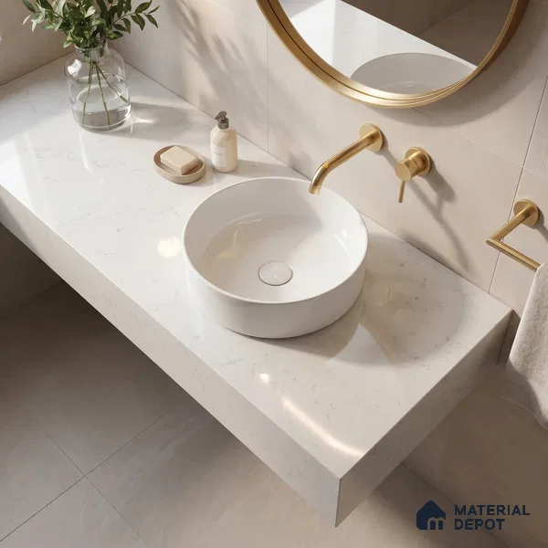 Belina Quartz QR 00286 C Arctic White Helsinki Series 10.5 ft x 4.82 ft Quartz - 20 mm | 10 Years and Replacement Warranty | Suitable for Kitchen, Restaurant, Counter Tops, Dining, Reception, office