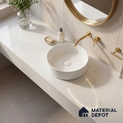 Belina Quartz QR 00286 Arctic White Helsinki Series 10.5 ft x 5.35 ft Quartz - 20 mm | 10 Years and Replacement Warranty | Suitable for Kitchen, Restaurant, Counter Tops, Dining, Reception, office