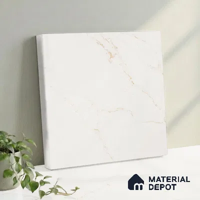 Belina Quartz QR 00287 B Calacatta Solaro Gold Helsinki Series 10.5 ft x 2.67 ft Quartz - 20 mm | 10 Years and Replacement Warranty | Suitable for Kitchen, Restaurant, Counter Tops, Dining, Reception, office