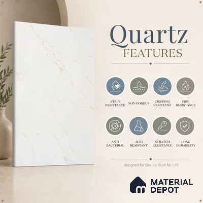 Belina Quartz QR 00287 B Calacatta Solaro Gold Helsinki Series 10.5 ft x 2.67 ft Quartz - 20 mm | 10 Years and Replacement Warranty | Suitable for Kitchen, Restaurant, Counter Tops, Dining, Reception, office