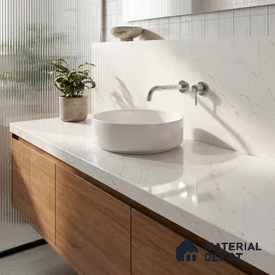 Belina Quartz QR 00289 Calacatta Rustic Brown Helsinki Series 10.5 ft x 5.35 ft Quartz - 20 mm | 10 Years and Replacement Warranty | Suitable for Kitchen, Restaurant, Counter Tops, Dining, Reception, office