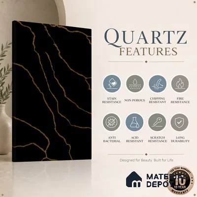 Belina Quartz QR 00291 Calacatta Golden Satwario Helsinki Series 10.5 ft x 5.35 ft Quartz - 20 mm | 10 Years and Replacement Warranty | Suitable for Kitchen, Restaurant, Counter Tops, Dining, Reception, office