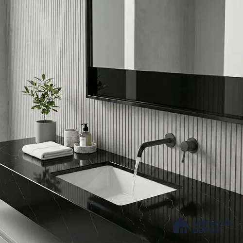 Belina Quartz QR 00292 Calacatta Black Modena Helsinki Series 10.5 ft x 5.35 ft Quartz - 20 mm | 10 Years and Replacement Warranty | Suitable for Kitchen, Restaurant, Counter Tops, Dining, Reception, office