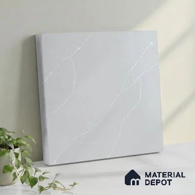 Belina Quartz QR 00293 Calacatta Grey Veneto Helsinki Series 10.5 ft x 5.35 ft Quartz - 20 mm | 10 Years and Replacement Warranty | Suitable for Kitchen, Restaurant, Counter Tops, Dining, Reception, office