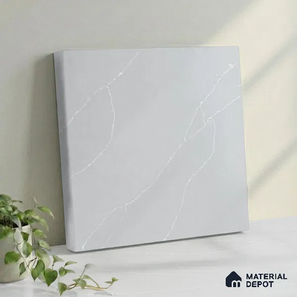 Belina Quartz QR 00293 Calacatta Grey Veneto Helsinki Series 10.5 ft x 5.35 ft Quartz - 20 mm | 10 Years and Replacement Warranty | Suitable for Kitchen, Restaurant, Counter Tops, Dining, Reception, office