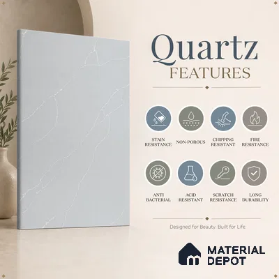 Belina Quartz QR 00293 Calacatta Grey Veneto Helsinki Series 10.5 ft x 5.35 ft Quartz - 20 mm | 10 Years and Replacement Warranty | Suitable for Kitchen, Restaurant, Counter Tops, Dining, Reception, office