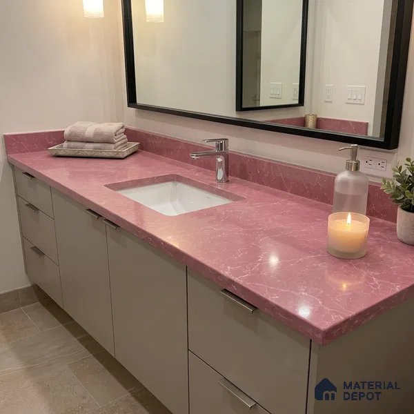 Belina Quartz QR 00299 Onyx Pink Rosella Helsinki Series 10.5 ft x 5.35 ft Quartz - 20 mm | 10 Years and Replacement Warranty | Suitable for Kitchen, Restaurant, Counter Tops, Dining, Reception, office