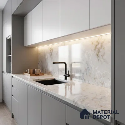 Belina Quartz QR 00300 Majestic Onyx Helsinki Series 10.5 ft x 5.35 ft Quartz - 20 mm | 10 Years and Replacement Warranty | Suitable for Kitchen, Restaurant, Counter Tops, Dining, Reception, office
