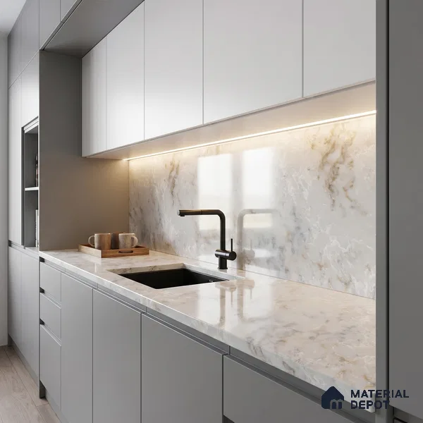 Belina Quartz QR 00300 Majestic Onyx Helsinki Series 10.5 ft x 5.35 ft Quartz - 20 mm | 10 Years and Replacement Warranty | Suitable for Kitchen, Restaurant, Counter Tops, Dining, Reception, office