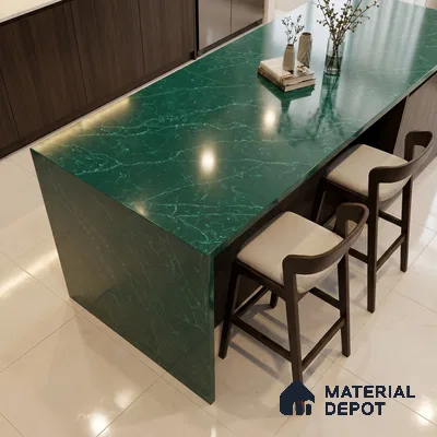 Belina Quartz QR 00302 Onyx Emerald Helsinki Series 10.5 ft x 5.35 ft Quartz - 20 mm | 10 Years and Replacement Warranty | Suitable for Kitchen, Restaurant, Counter Tops, Dining, Reception, office