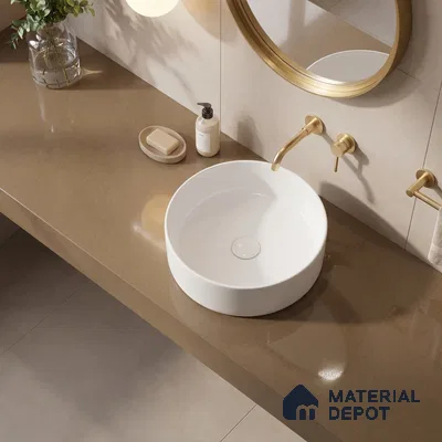 Belina Quartz QR 00303 Cosmo Cream Helsinki Series 10.5 ft x 5.35 ft Quartz - 20 mm | 10 Years and Replacement Warranty | Suitable for Kitchen, Restaurant, Counter Tops, Dining, Reception, office
