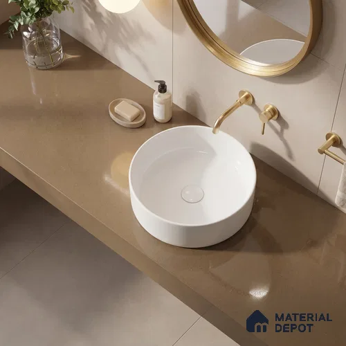 Belina Quartz QR 00303 Cosmo Cream Helsinki Series 10.5 ft x 5.35 ft Quartz - 20 mm | 10 Years and Replacement Warranty | Suitable for Kitchen, Restaurant, Counter Tops, Dining, Reception, office