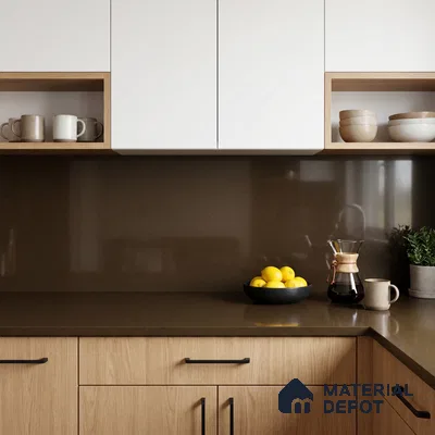 Belina Quartz QR 00304 Cosmo Espresso Helsinki Series 10.5 ft x 5.35 ft Quartz - 20 mm | 10 Years and Replacement Warranty | Suitable for Kitchen, Restaurant, Counter Tops, Dining, Reception, office