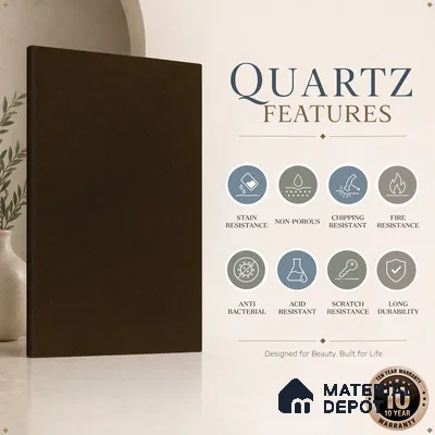 Belina Quartz QR 00304 Cosmo Espresso Helsinki Series 10.5 ft x 5.35 ft Quartz - 20 mm | 10 Years and Replacement Warranty | Suitable for Kitchen, Restaurant, Counter Tops, Dining, Reception, office
